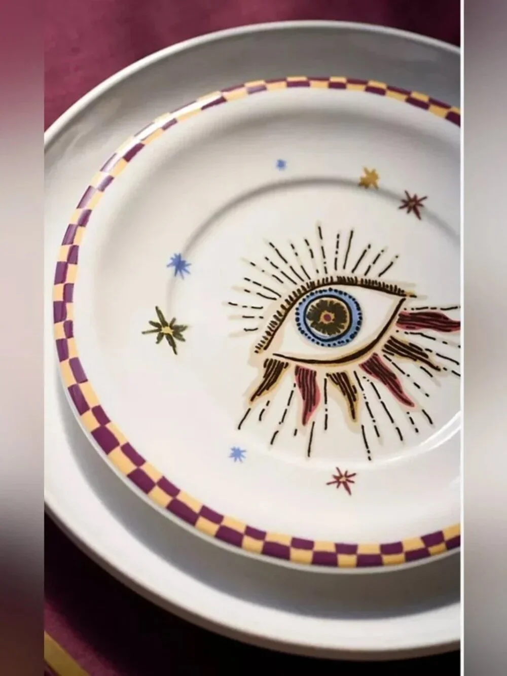 NWT Anthropologie Handpainted Fortune Stoneware Dessert Plate